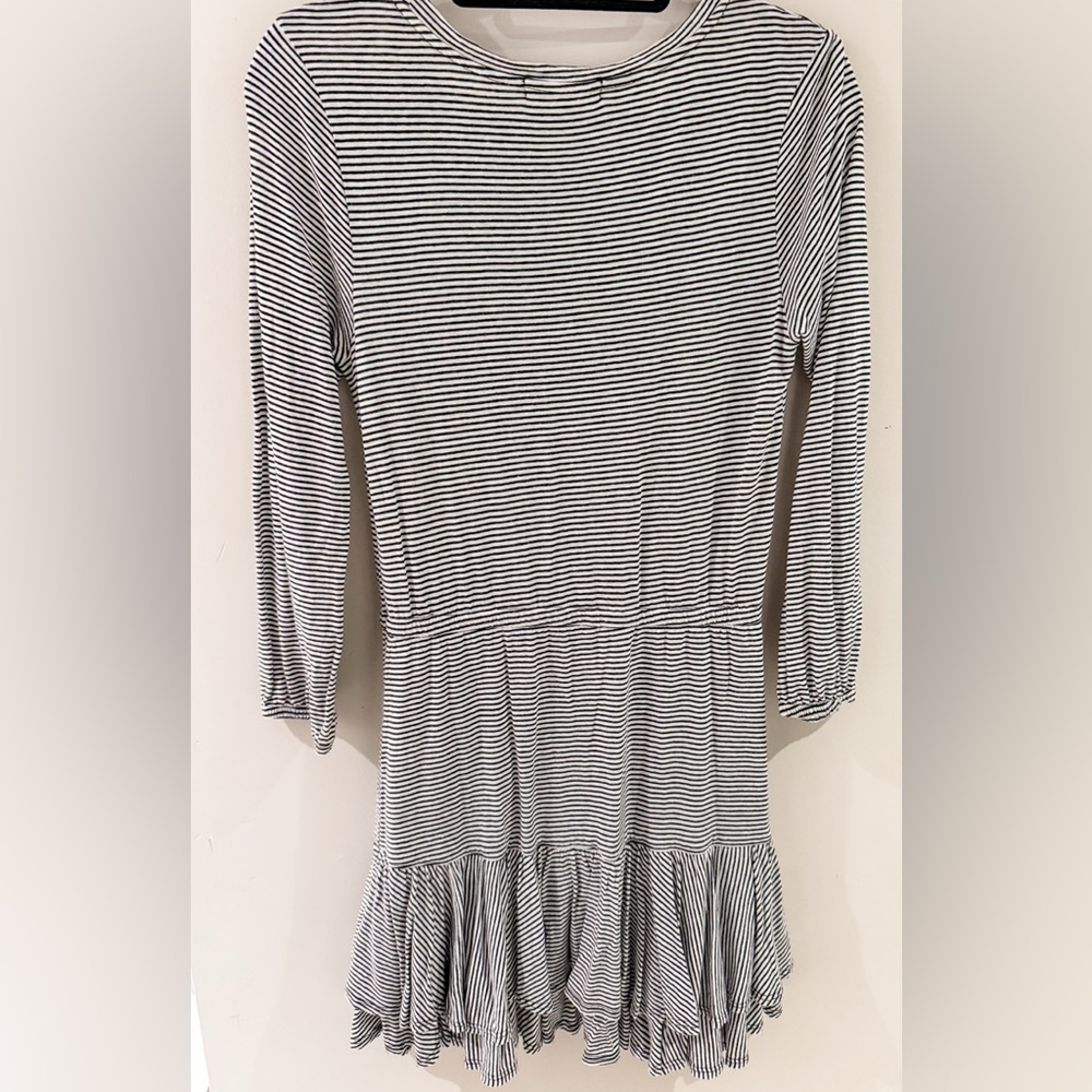 David Lerner Monochrome Striped dress with ruffle skirt